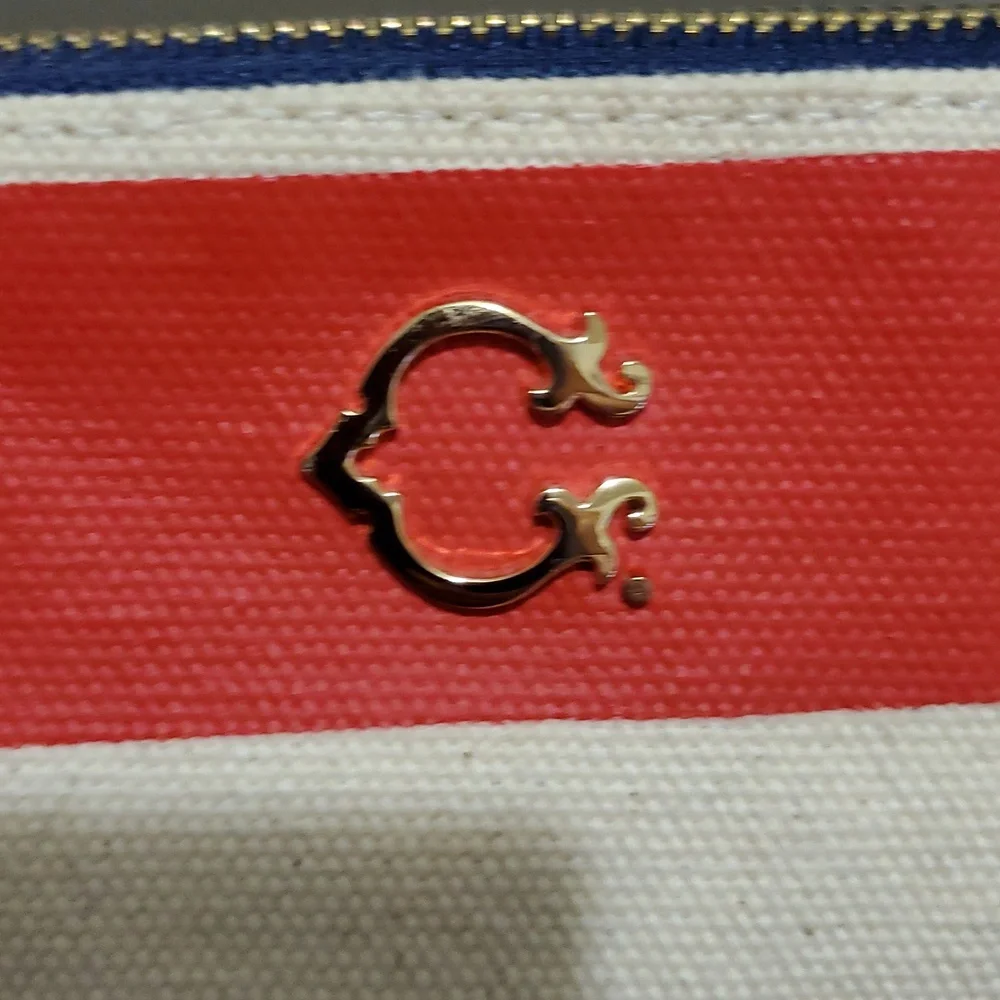 C Wonder Womens Nautical‎ Striped Anchor Clutch